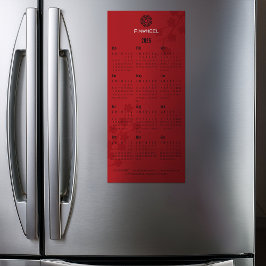 Calendario floral rojo en negrita