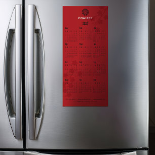 Calendario floral rojo en negrita