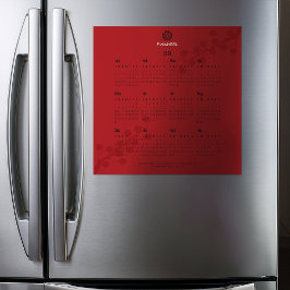 Calendario floral rojo en negrita