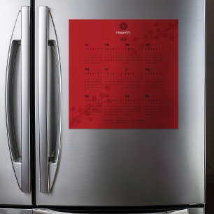 Calendario floral rojo en negrita