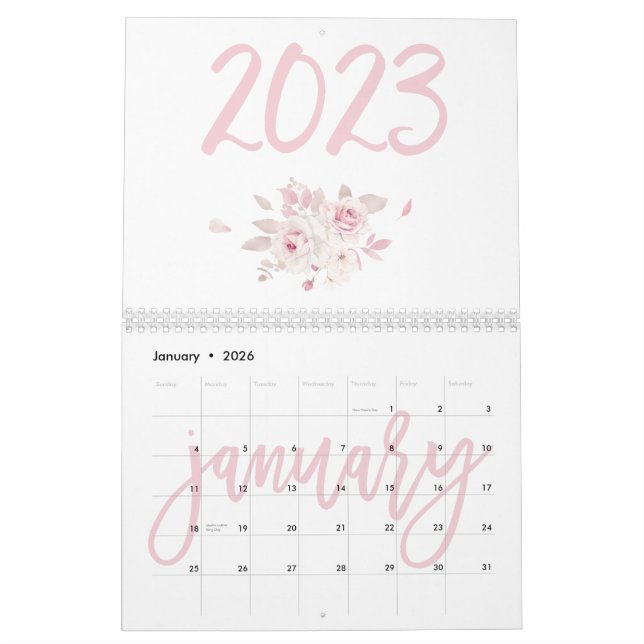 Calendario Floral-Rosa 2023 (Jan 2026)