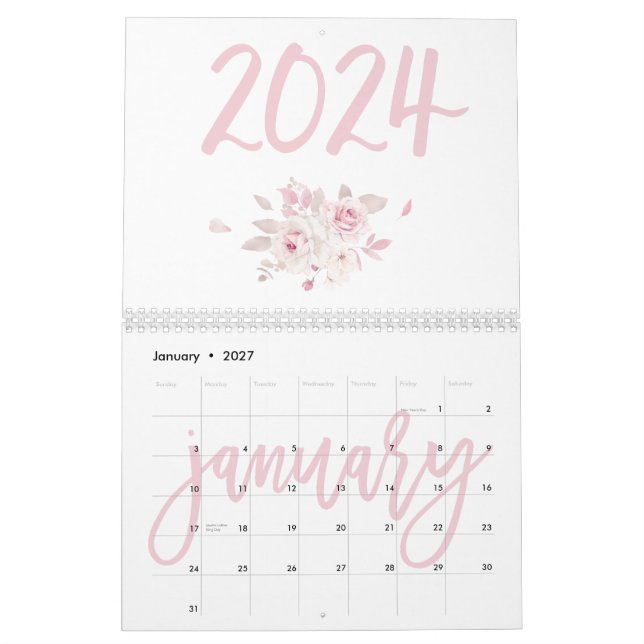 Calendario Floral-Rosa 2024 (Jan 2027)