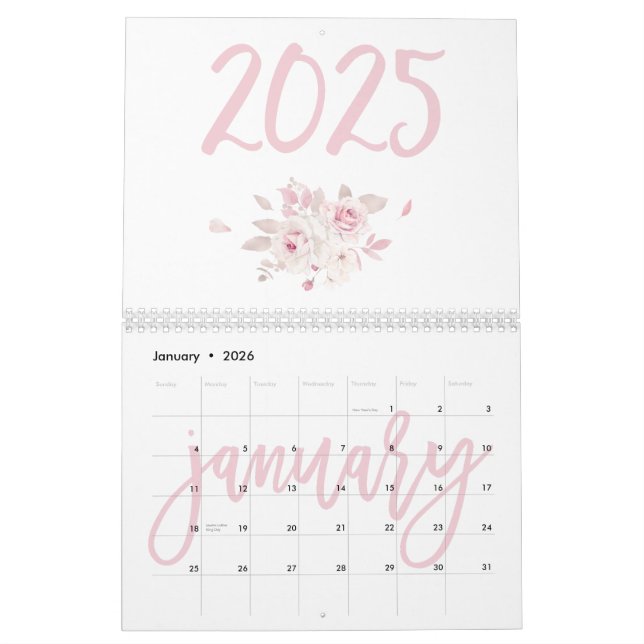 Calendario Floral-Rosa 2025 (Jan 2026)