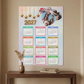 Calendario floral rosa 2027 con foto personalizada