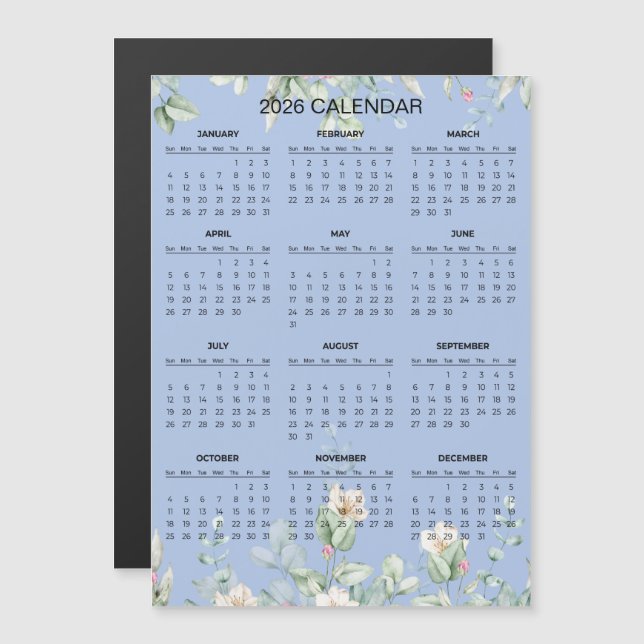 Calendario floral simple pero elegante 2026 | Iman (Anverso/Reverso)