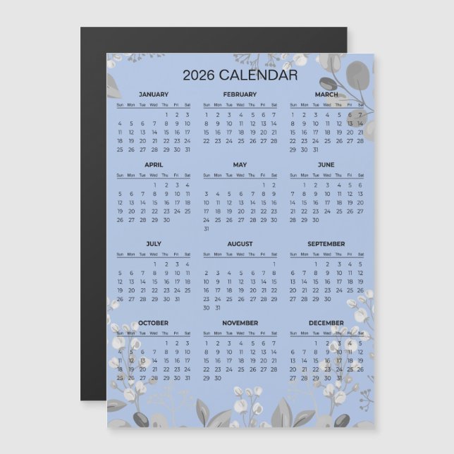 Calendario floral simple pero elegante 2026 | Iman (Anverso/Reverso)