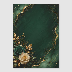 Calendario floral verde esmeralda y dorado