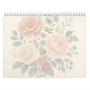 Calendario floral vintage de pared 2026