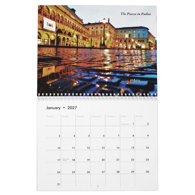 Calendario Florencia, Milano y Roma (Jan 2027)