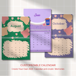 Calendario Flores abstractas brillantes pastel