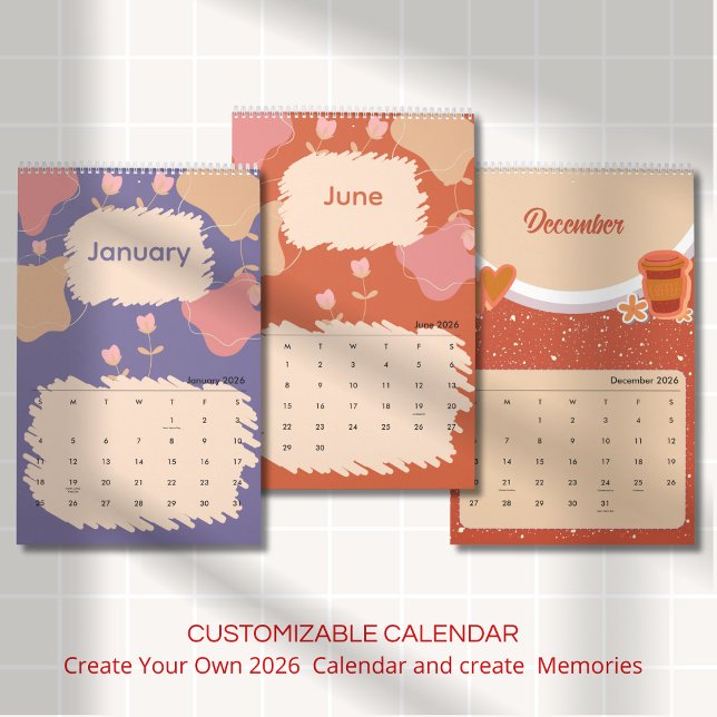 Calendario Flores abstractas pastel brillantes (Subido por el creador)