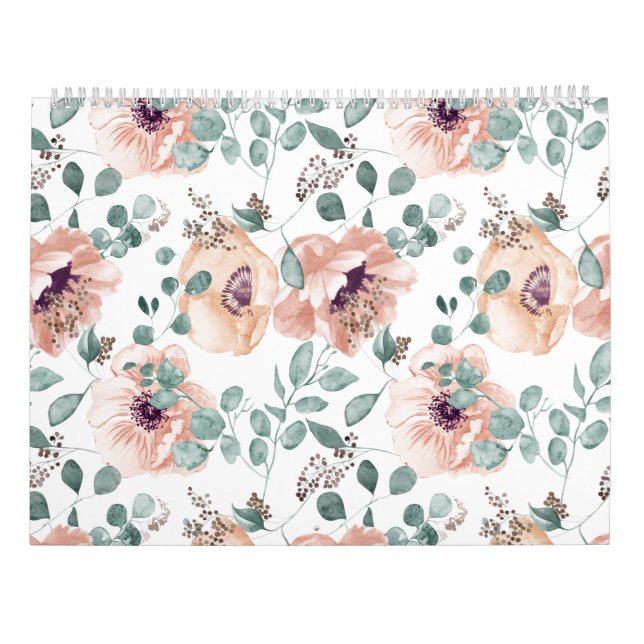 Calendario Flores acuarelas Rubor de moda (Reverso)