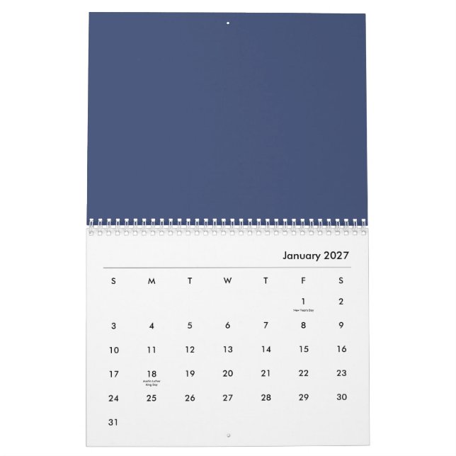 Calendario Flores azules (Jan 2027)