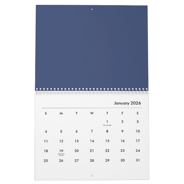 Calendario Flores azules (Jan 2026)