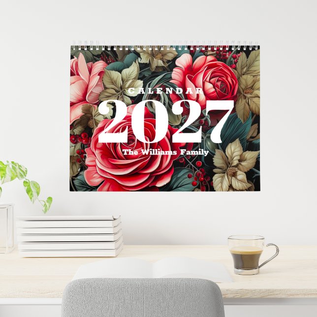 Calendario Flores Botánicas Vintage Mensuales 2027 (Vintage Botanical Flowers Monthly 2027 Calendar
)