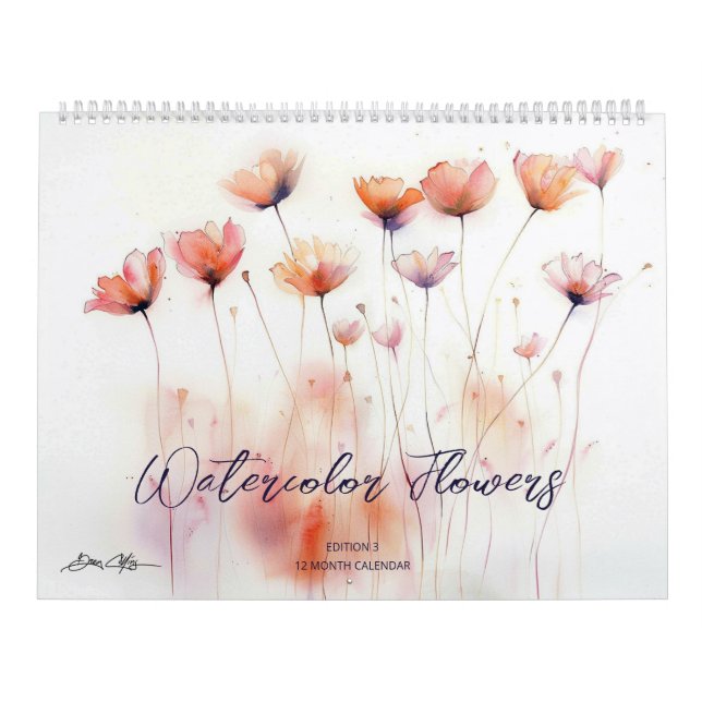 Calendario Flores de Acuarela: Edición 3 (Tapa)