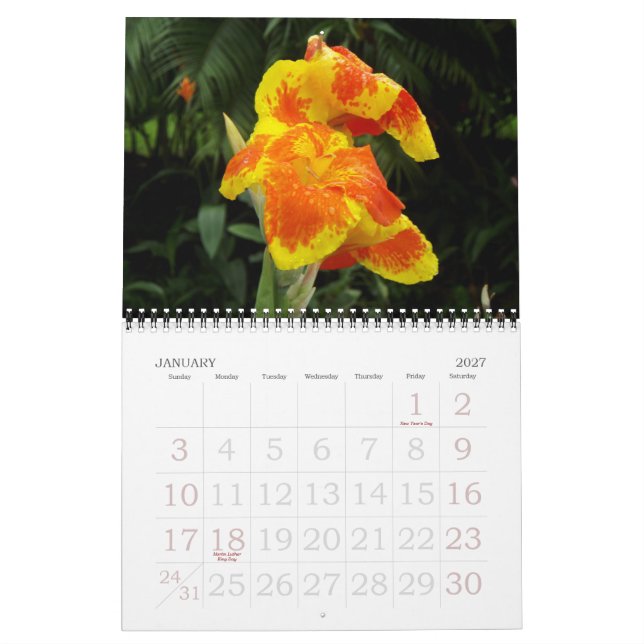 Calendario Flores de Costa Rica (Jan 2027)