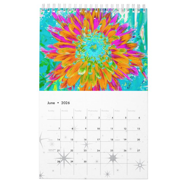 Calendario Flores de Dahlia 2023 (Jun 2026)
