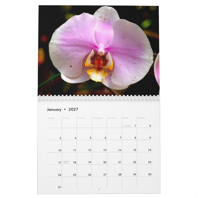 Calendario Flores de Hawaii (Jan 2027)