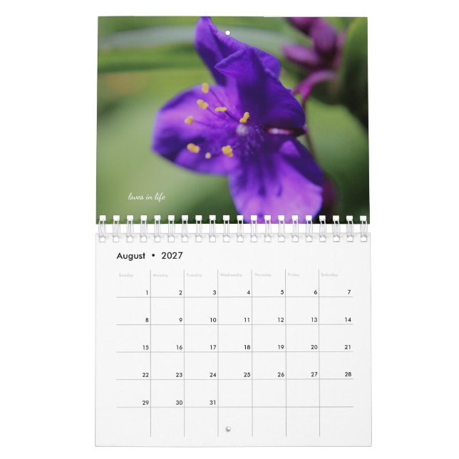 Calendario Flores del Jardín Púrpura (Aug 2027)