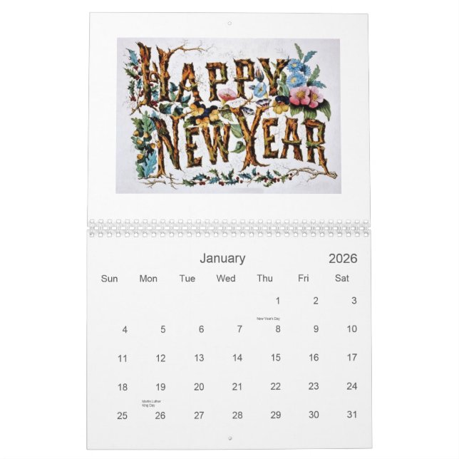 Calendario Flores del vintage (Jan 2026)