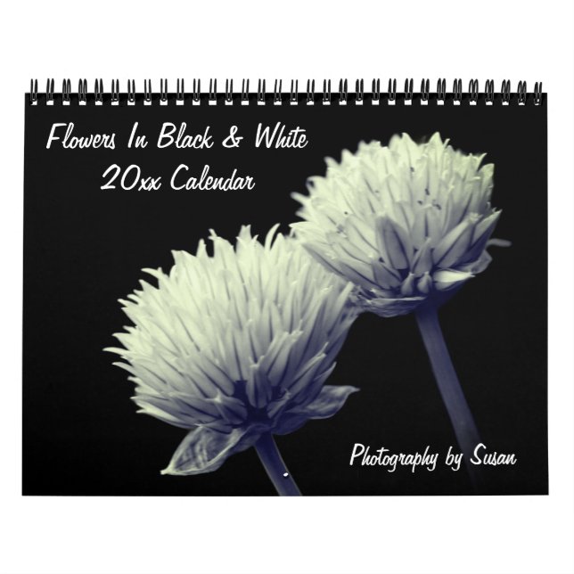 Calendario Flores en blanco y negro (Tapa)