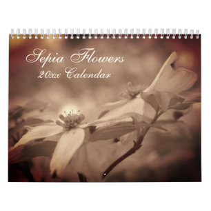 Calendario Flores En La Sepia Vintage