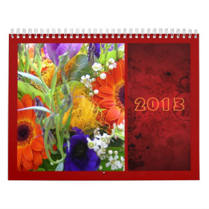 Calendario Flores floridas ramo ramo rojo elegante