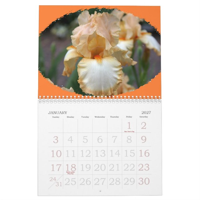 Calendario Flores hermosas todo el año de largo (Jan 2027)