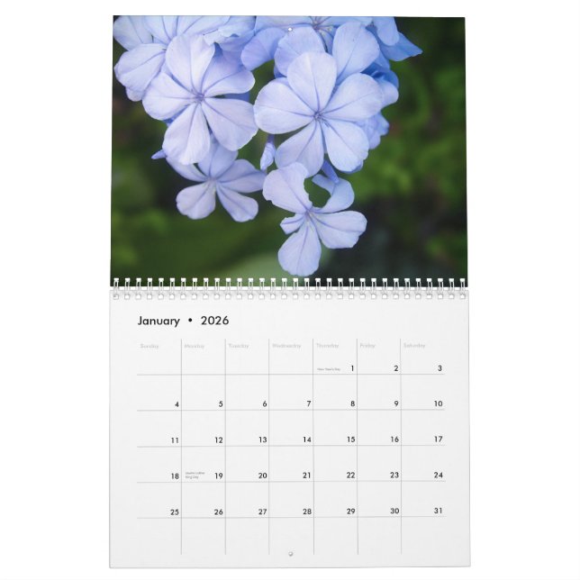 Calendario flores negras y blancas (Jan 2026)