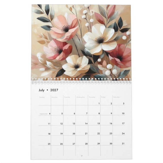 Calendario Flores rosas modernas (Jul 2027)