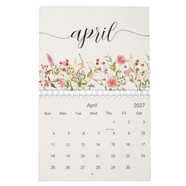 Calendario Flores silvestres personalizadas (Apr 2027)