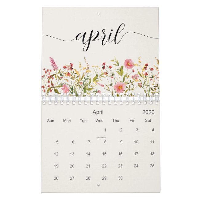 Calendario Flores silvestres personalizadas (Apr 2026)