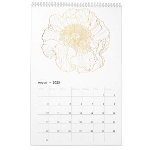 Calendario Flores tropicales y de jardín florales de línea do