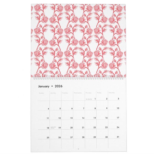 Calendario fondo abstracto verde y blanco (Jan 2026)