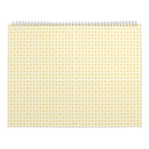 Calendario fondo amarillo y blanco con círculos pequeños