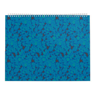 Calendario fondo azul y negro con un patrón