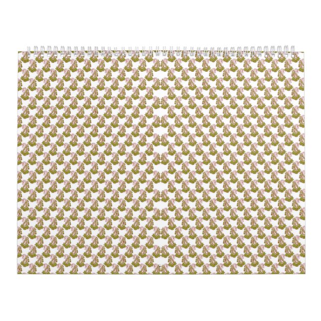 Calendario fondo blanco con hojas verdes sobre él (Tapa)