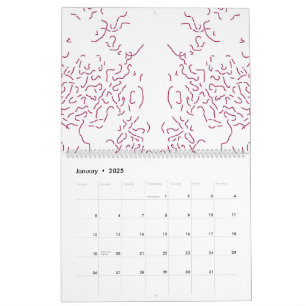 Calendario fondo blanco con muchas líneas rojas