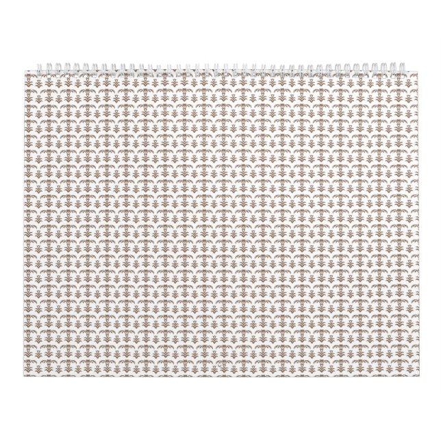 Calendario fondo blanco con un patrón marrón (Tapa)