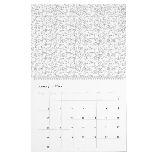 Calendario Fondo blanco texturado con sutiles entrelazadas, (Jan 2027)