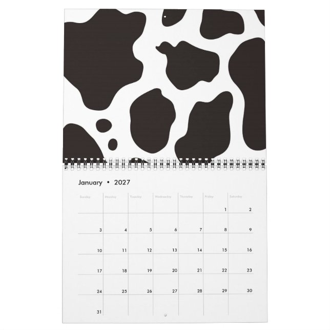 Calendario Fondo con patrón de vaca (Jan 2027)