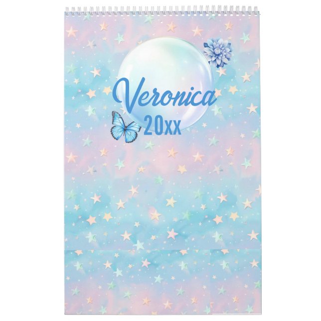 Calendario Fondo estelar del degradado azul-rosado (Tapa)