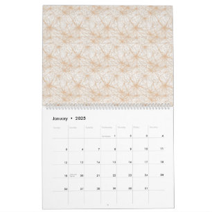 Calendario fondo marrón con un patrón de círculos