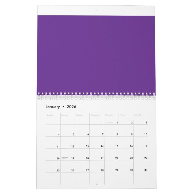 Calendario fondo púrpura con borde blanco (Jan 2026)