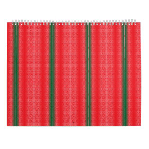 Calendario fondo rayado rojo y verde