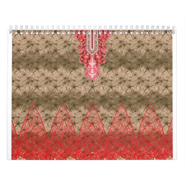 Calendario fondo rojo y marrón con borde rojo (Tapa)