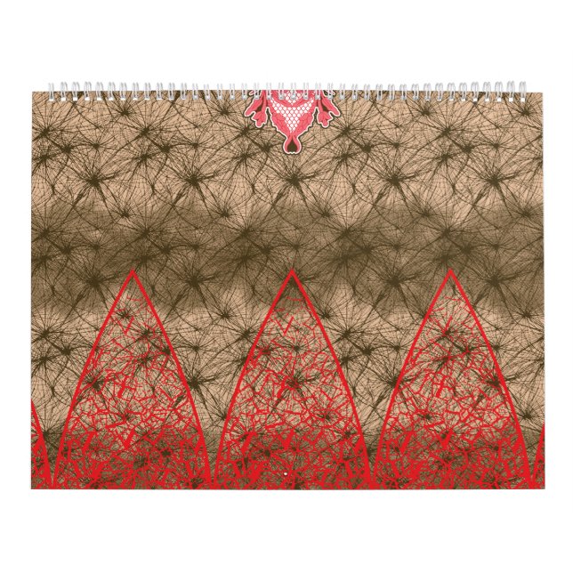 Calendario fondo rojo y marrón con borde rojo (Tapa)