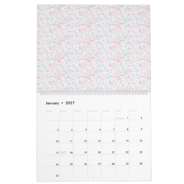 Calendario Fondo texturado en blanco roto con sutiles, finos, (Jan 2027)