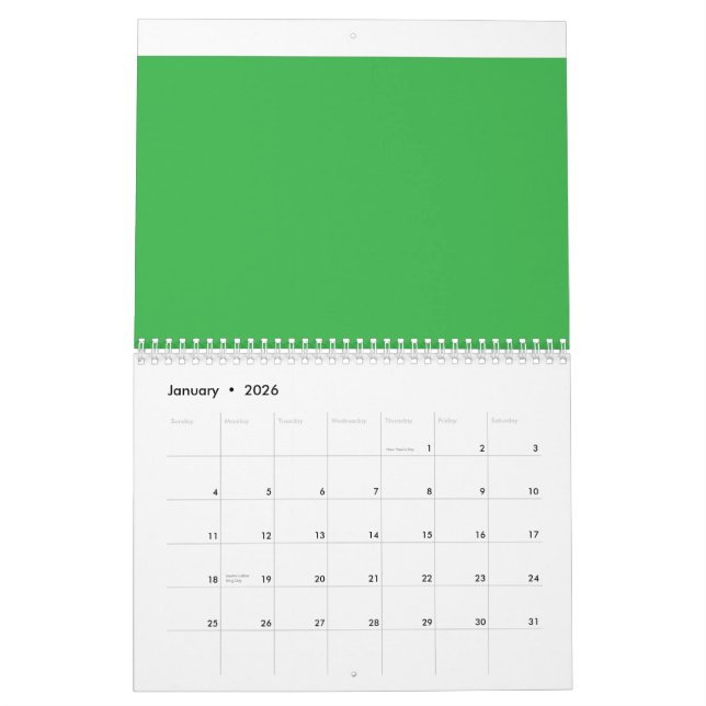 Calendario fondo verde con borde blanco (Jan 2026)
